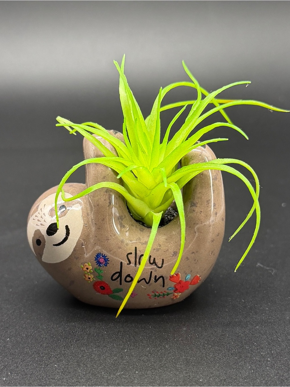 Natural Life "Slow Down" Sloth Faux Succulent Planter